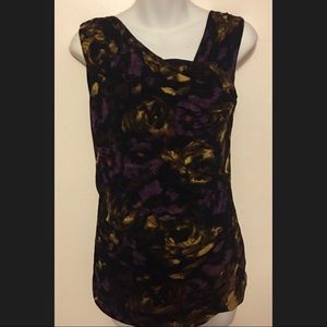 NEW ATELIER PRINT MODERN RUCHED SHELL TOP SIZE M